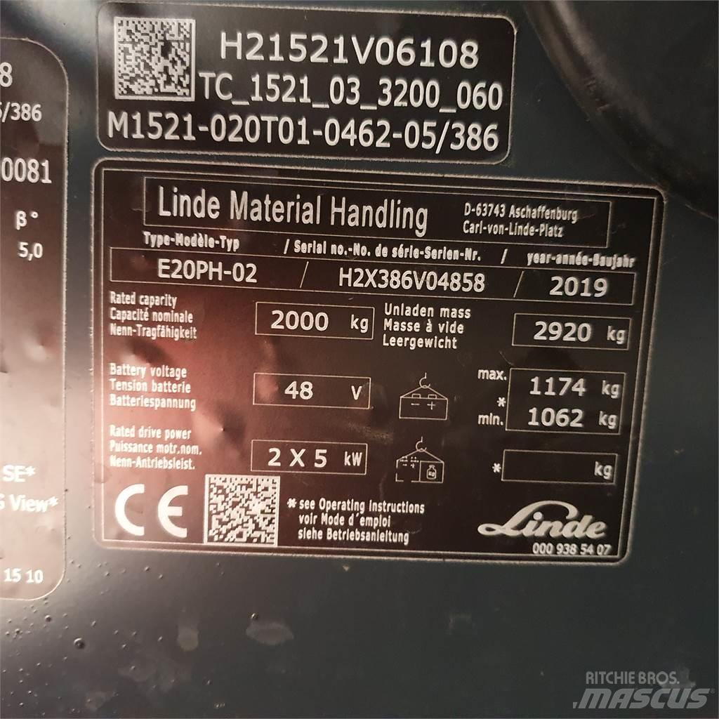 Linde E20PH Elektrikli forkliftler