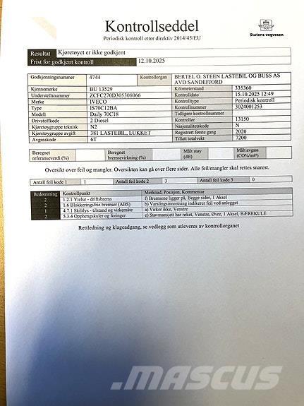 Iveco DAILY 70C18 Kapali kasa kamyonlar