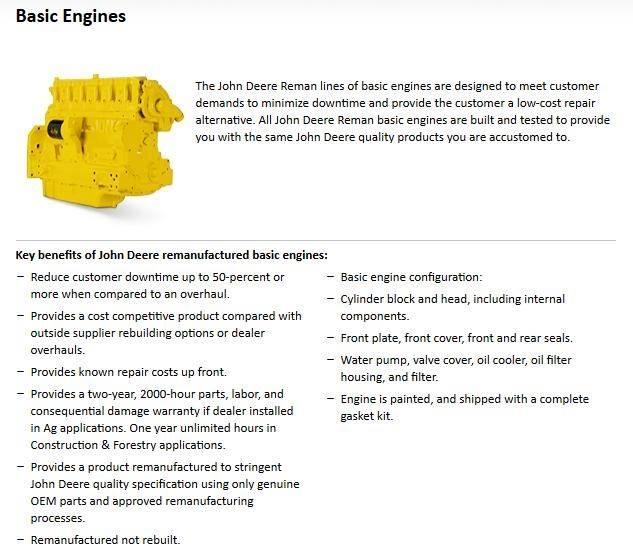 John Deere 6466T Motorlar