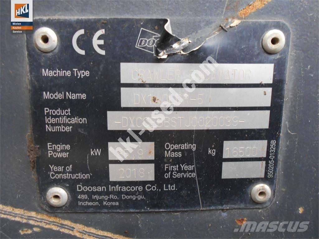Doosan DX 140 LCR-5 Paletli ekskavatörler