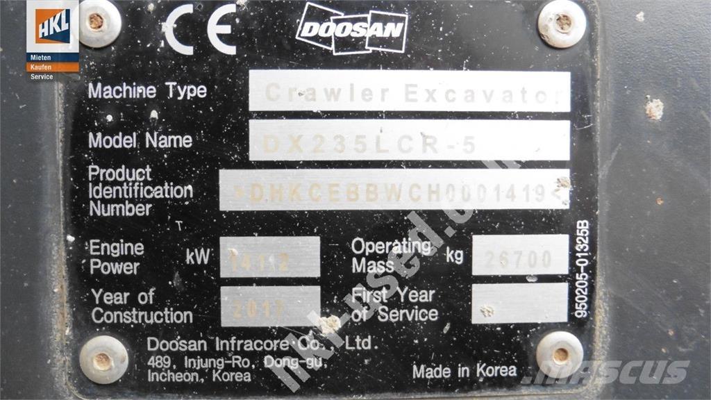 Doosan DX 235 LCR-5 Paletli ekskavatörler