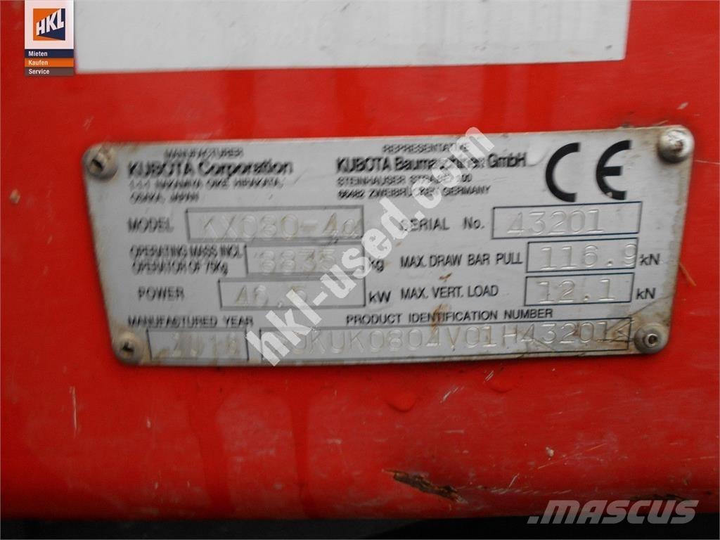 Kubota KX 080-4 Mini ekskavatörler, 7 tona dek