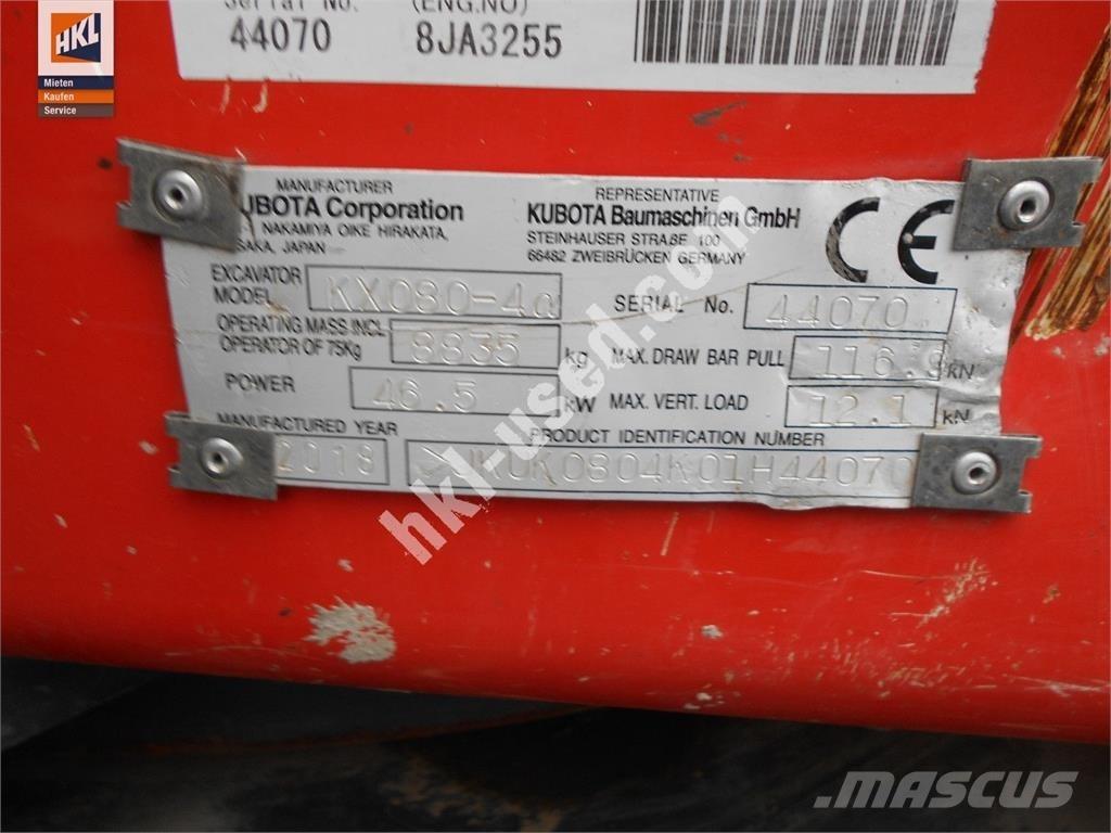 Kubota KX 080-4 Mini ekskavatörler, 7 tona dek