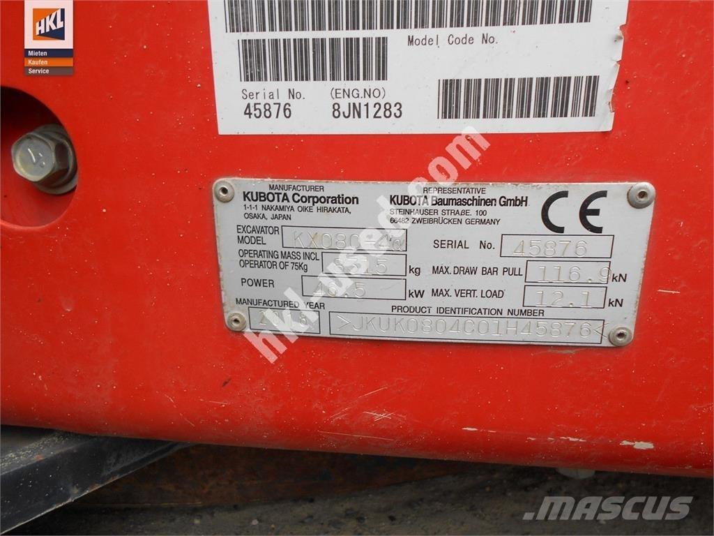 Kubota KX 080-4 Mini ekskavatörler, 7 tona dek