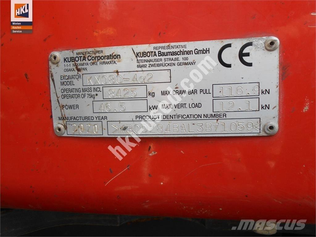 Kubota KX 080-4 Mini ekskavatörler, 7 tona dek