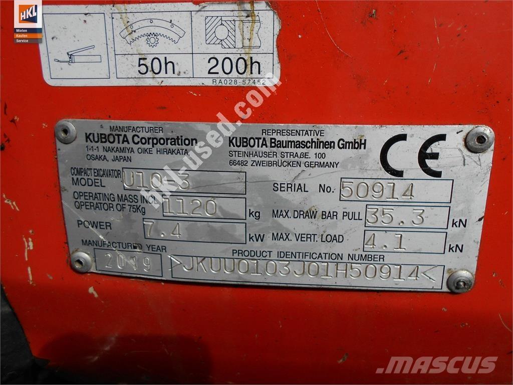 Kubota U 10-3 Mini ekskavatörler, 7 tona dek