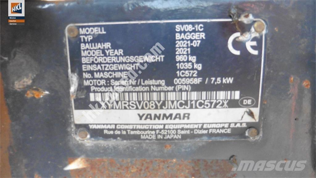 Yanmar SV 08-1C Mini ekskavatörler, 7 tona dek