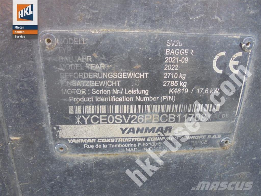 Yanmar SV 26 Mini ekskavatörler, 7 tona dek