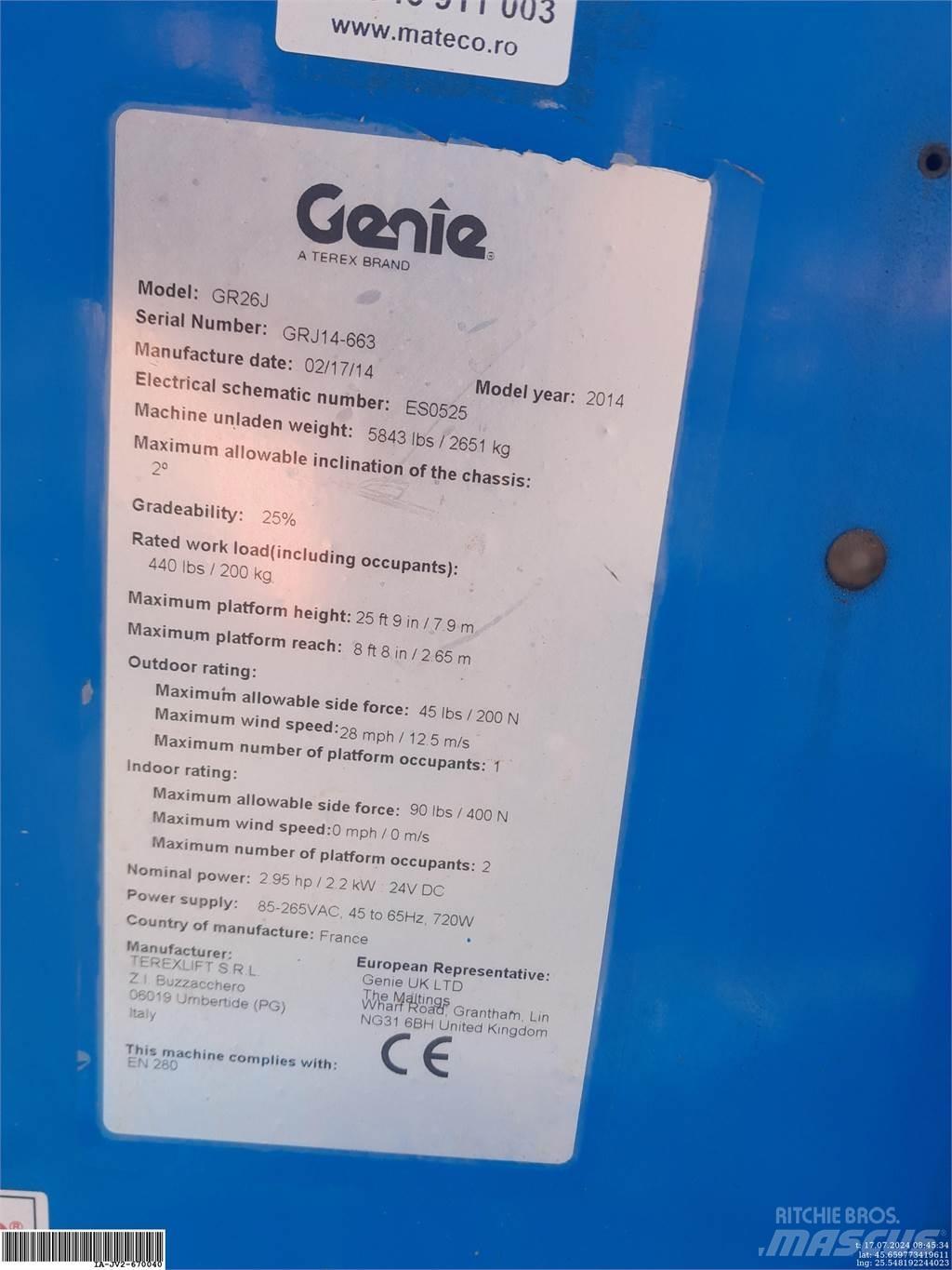 Genie GR26J Personel Platformları ve Cephe Asansörleri