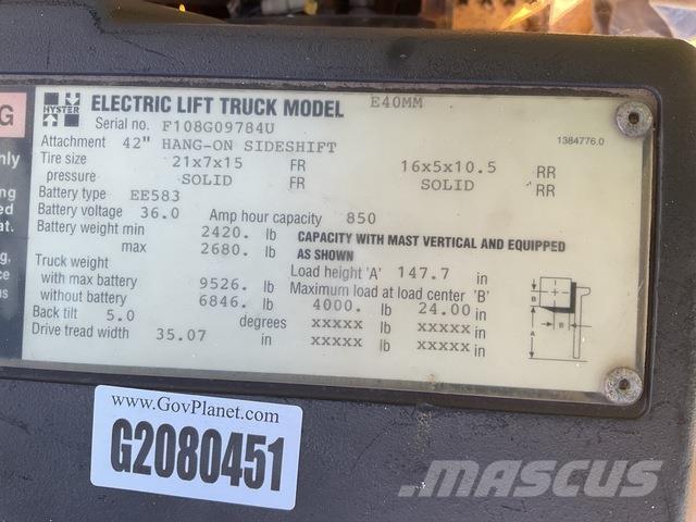 Hyster E40MM Elektrikli forkliftler