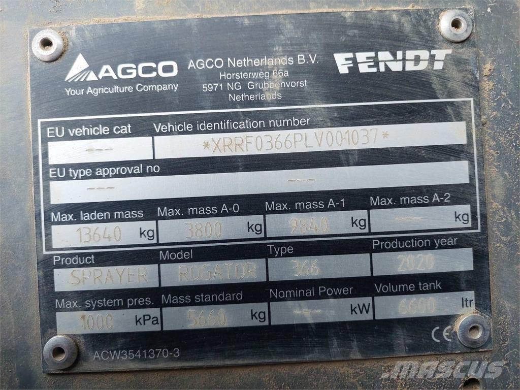 Fendt ROGATOR 366 Çekilir pülverizatörler
