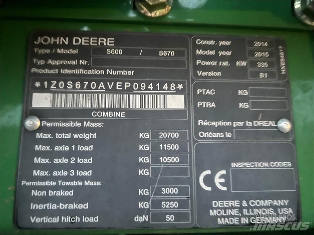 John Deere S670i Biçerdöverler
