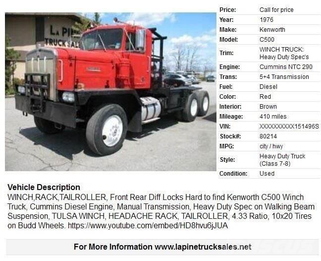 Kenworth C500 Kurtaricilar