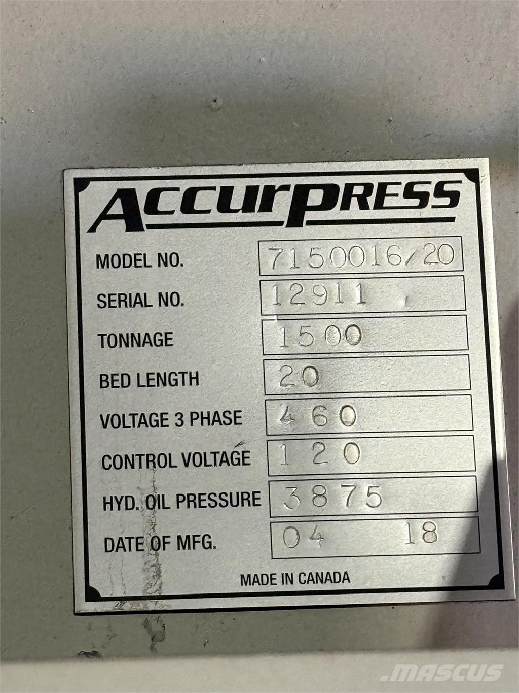  ACCURPRESS 7150016/20 Diger