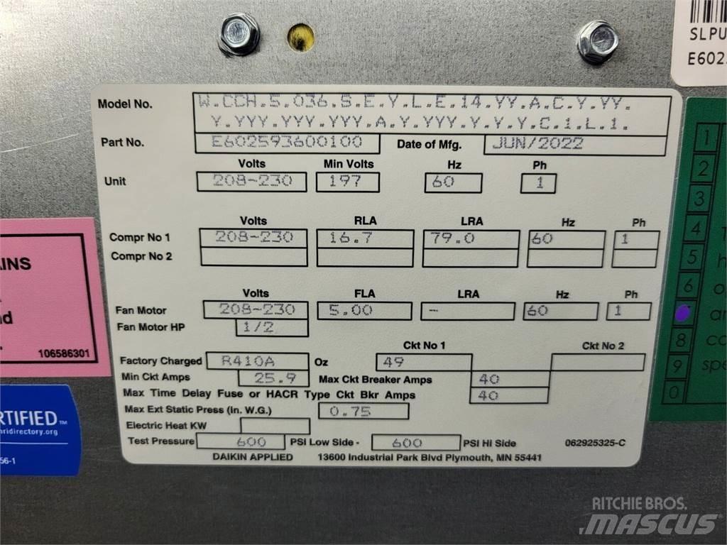  DAIKIN Enfinity 036 Isıtma ve çözme ekipmanı