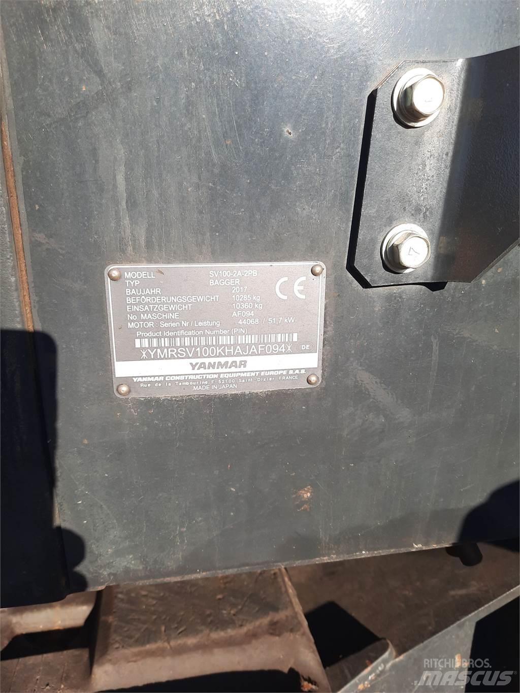 Yanmar SV 100-2PB Paletli ekskavatörler