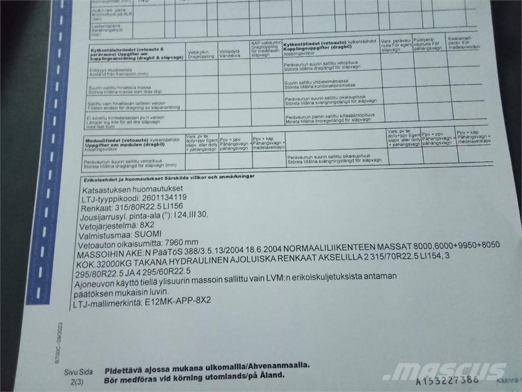 Sisu E12 Orman makinesi taşıma kamyonları