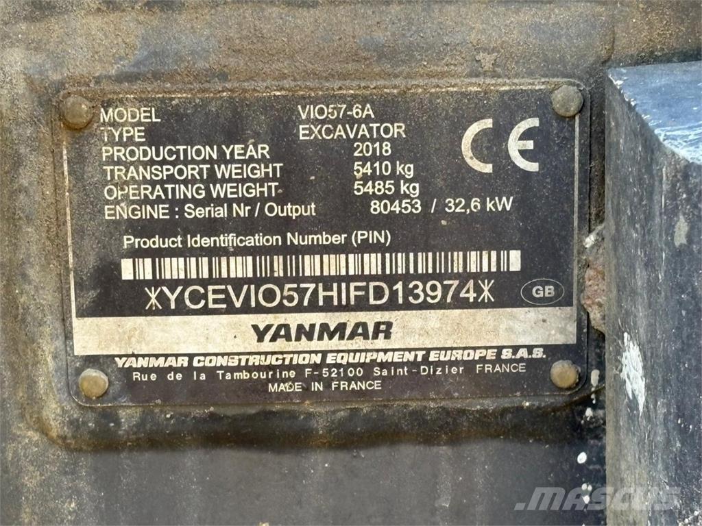 Yanmar VIO 57-6A Mini ekskavatörler, 7 tona dek