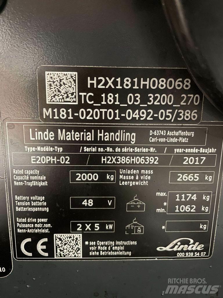 Linde E20PH-02-386 Elektrikli forkliftler