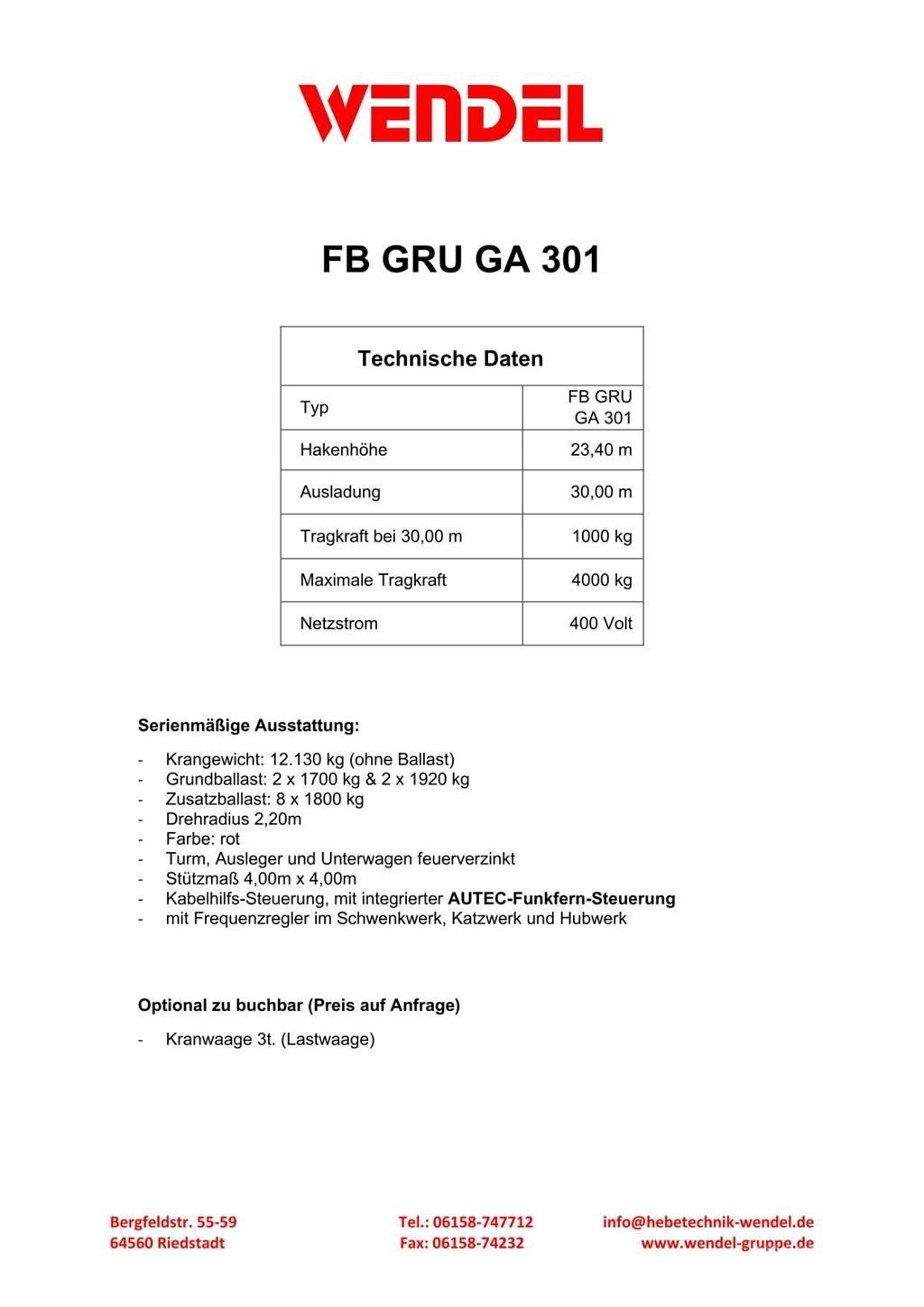 FB GRU GA 301 Kule vinçler