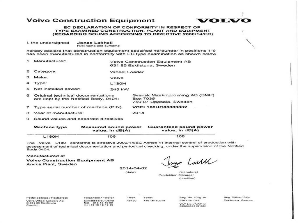 Volvo L180H Tekerlekli yükleyiciler