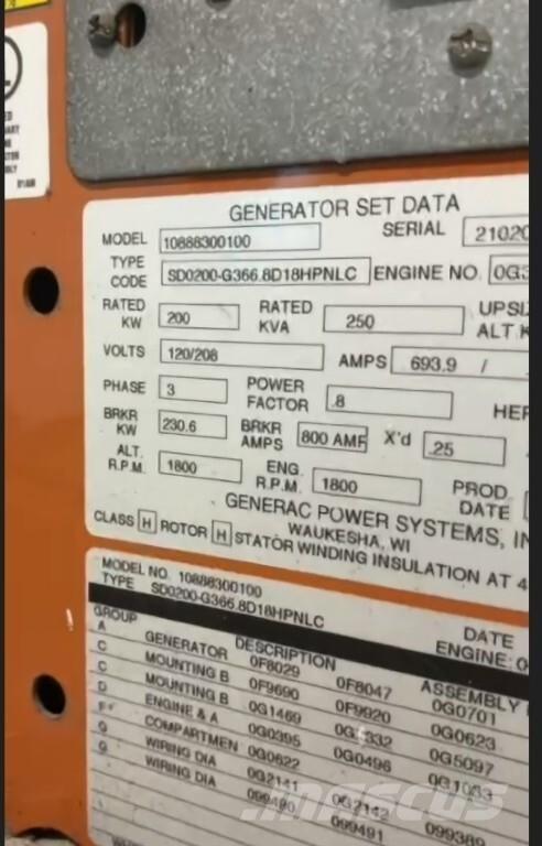 Generac SD200 Dizel Jeneratörler