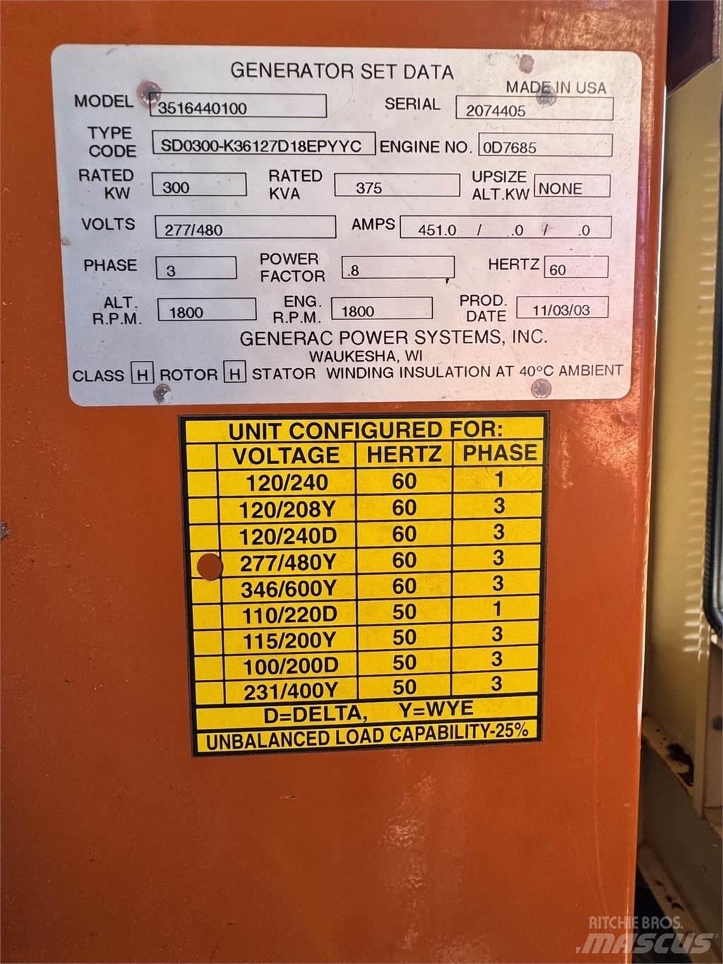 Generac SD300 Dizel Jeneratörler