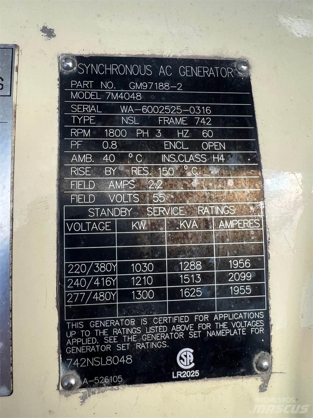 Kohler 1000kW Gaz Jeneratörleri