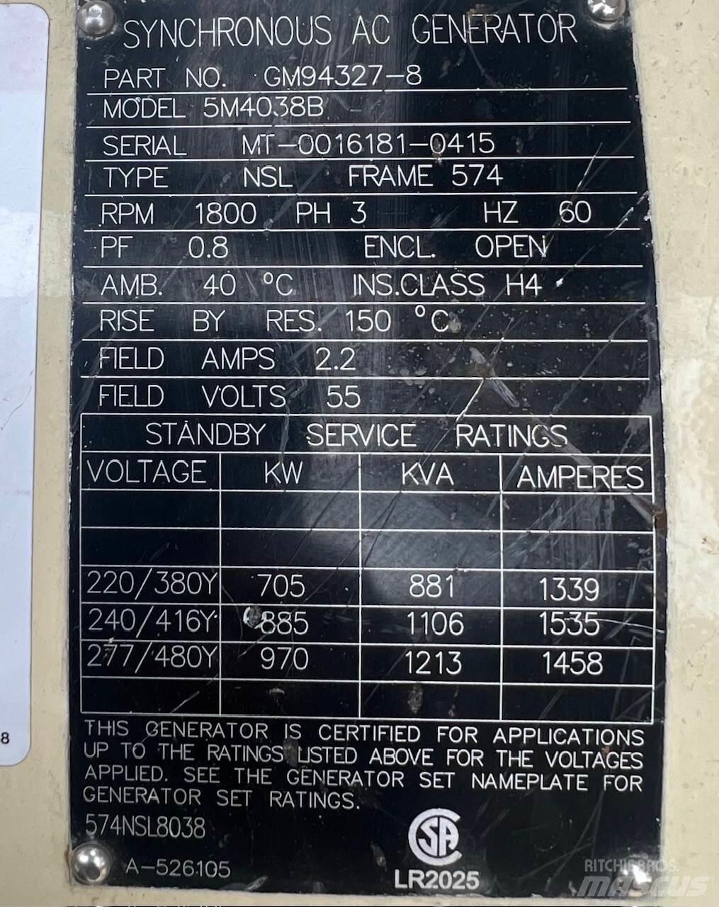 Kohler 750kW Gaz Jeneratörleri