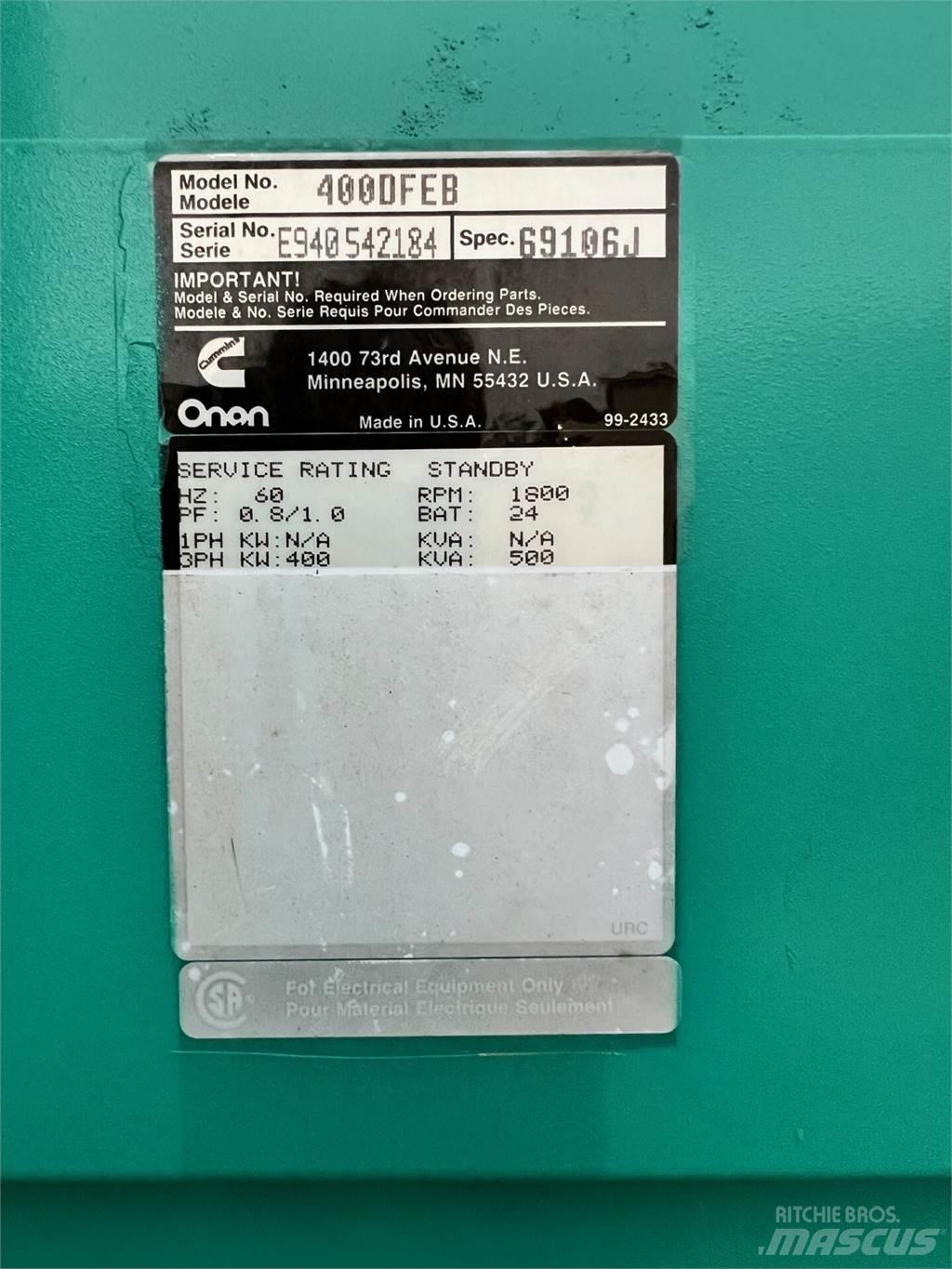 Onan 400kW Diğer Jeneratörler