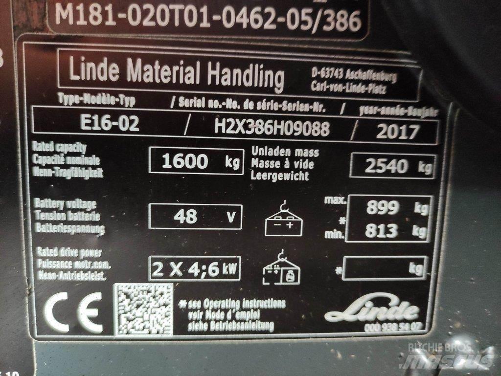 Linde E16-02-386 Elektrikli forkliftler