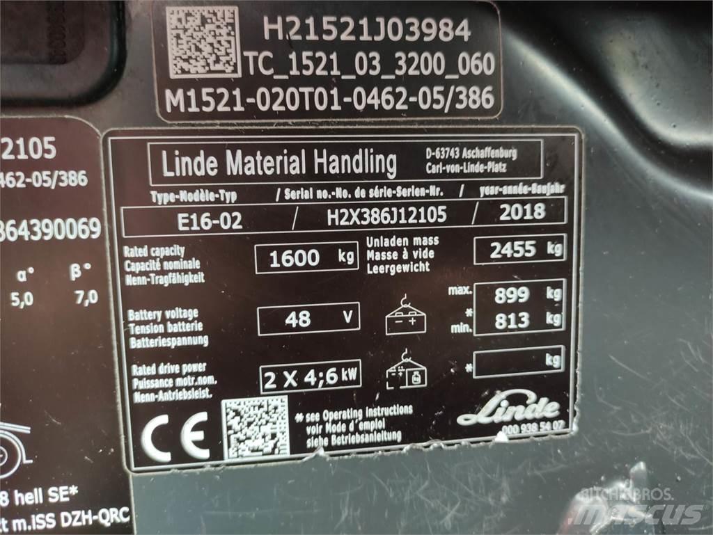 Linde E16-02-386-EVO Elektrikli forkliftler