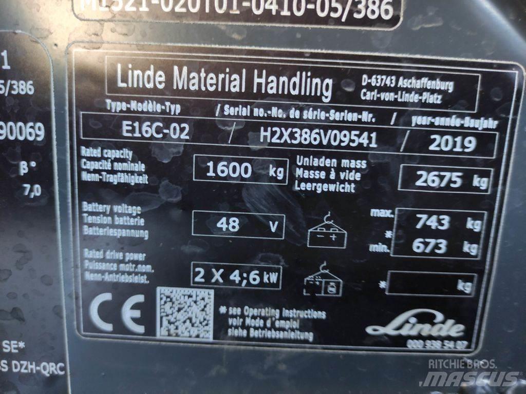 Linde E16C-02-386 EVO Elektrikli forkliftler