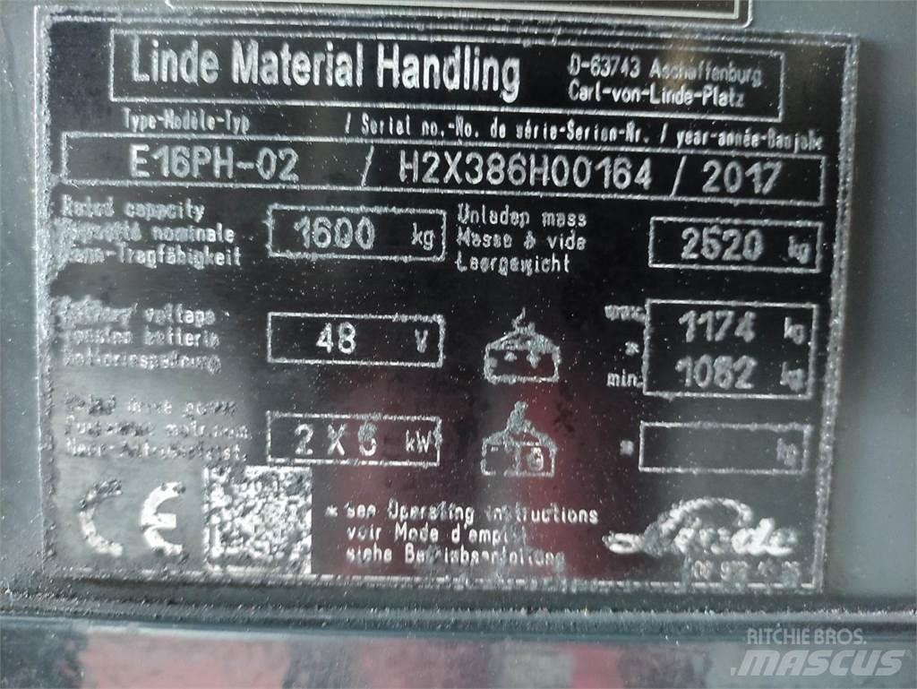Linde E16PH-02-386 EVO Elektrikli forkliftler