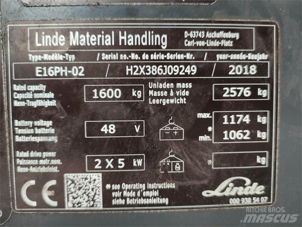 Linde E16PH-02-386-EVO Elektrikli forkliftler