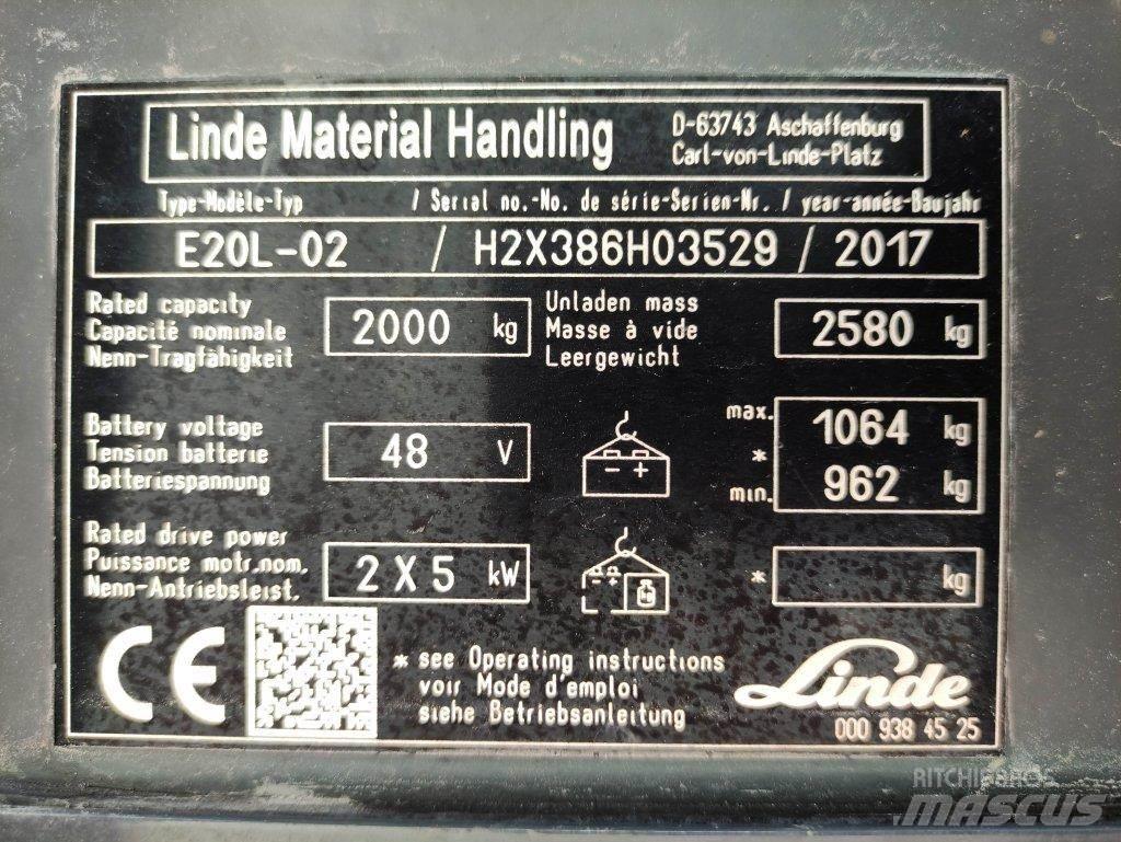 Linde E20L-02-386 Elektrikli forkliftler