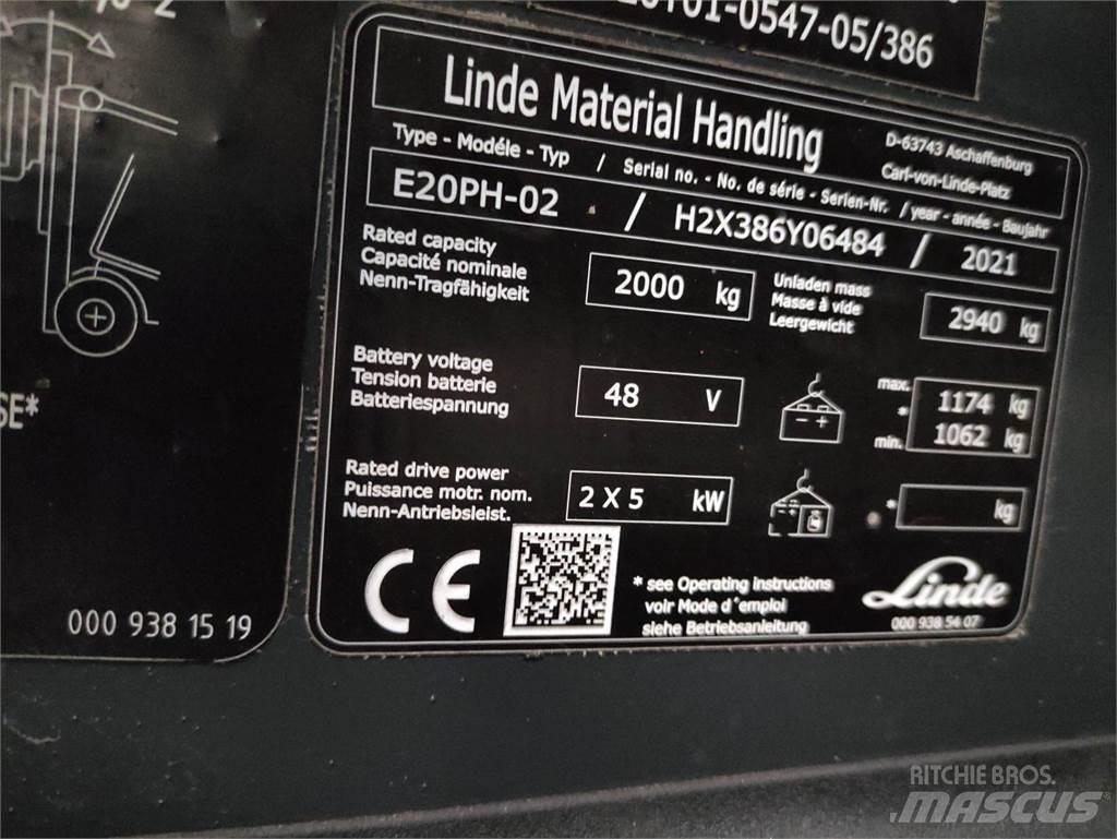 Linde E20PH-02-386-EVO Elektrikli forkliftler