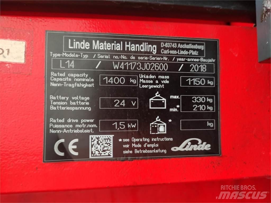 Linde L14-1173 Yaya kumandali istif makinasi