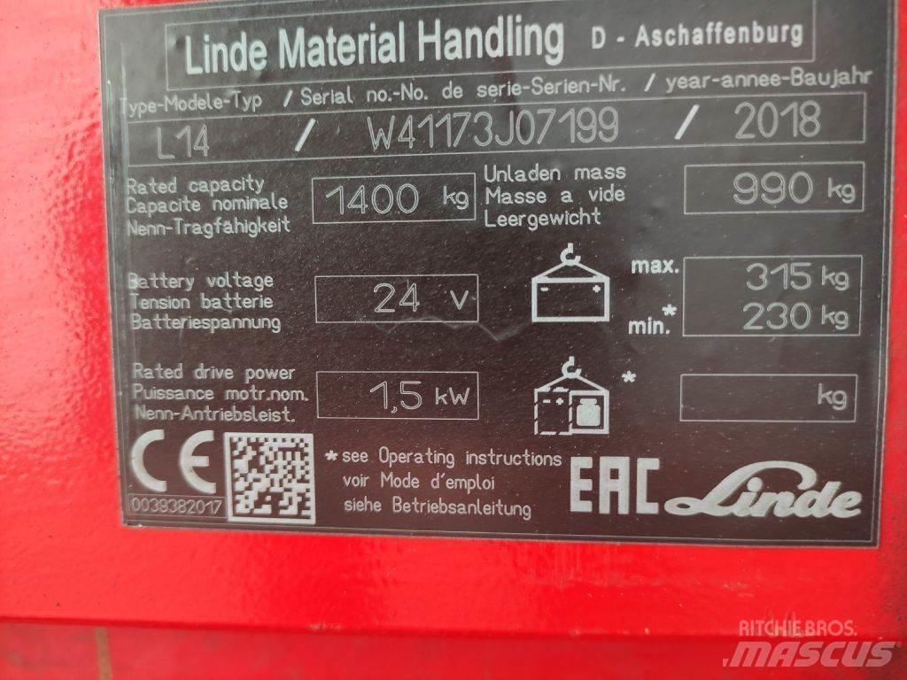 Linde L14i Yaya kumandali istif makinasi