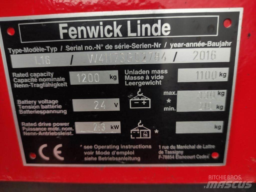 Linde L16-1173 Yaya kumandali istif makinasi