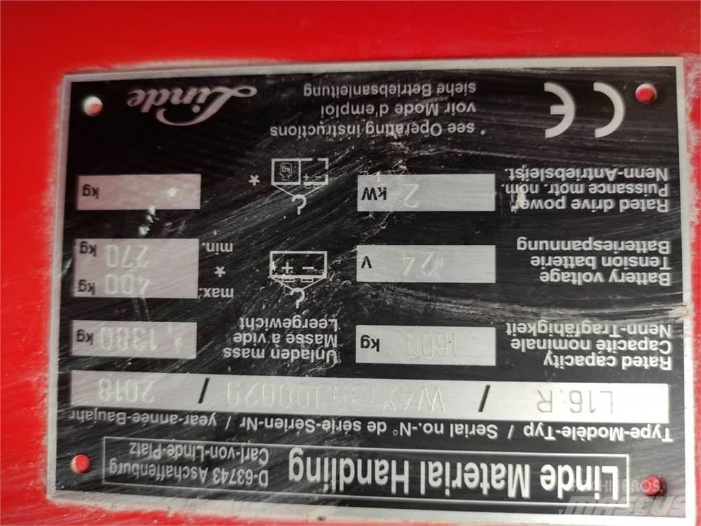 Linde L16 R Yaya kumandali istif makinasi