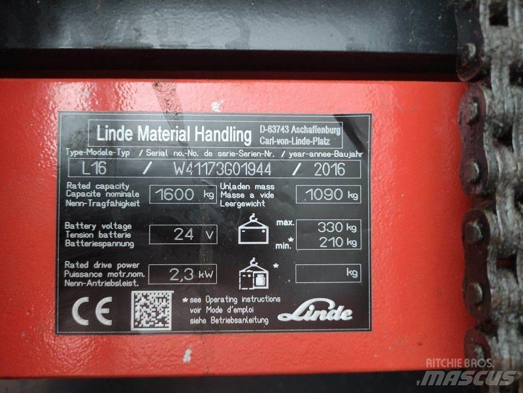 Linde L16i-1173 Yaya kumandali istif makinasi