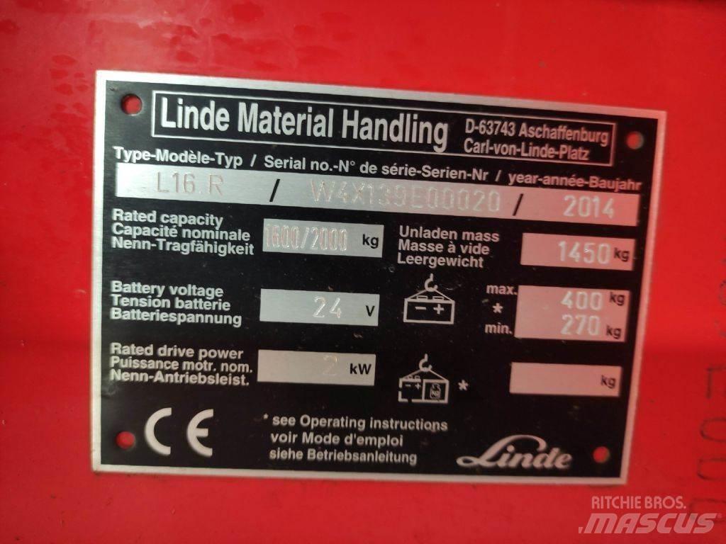 Linde L16R Elektrikli forkliftler