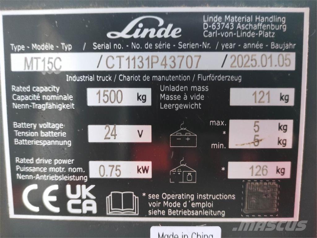 Linde MT15C Düsük seviye kaldirici