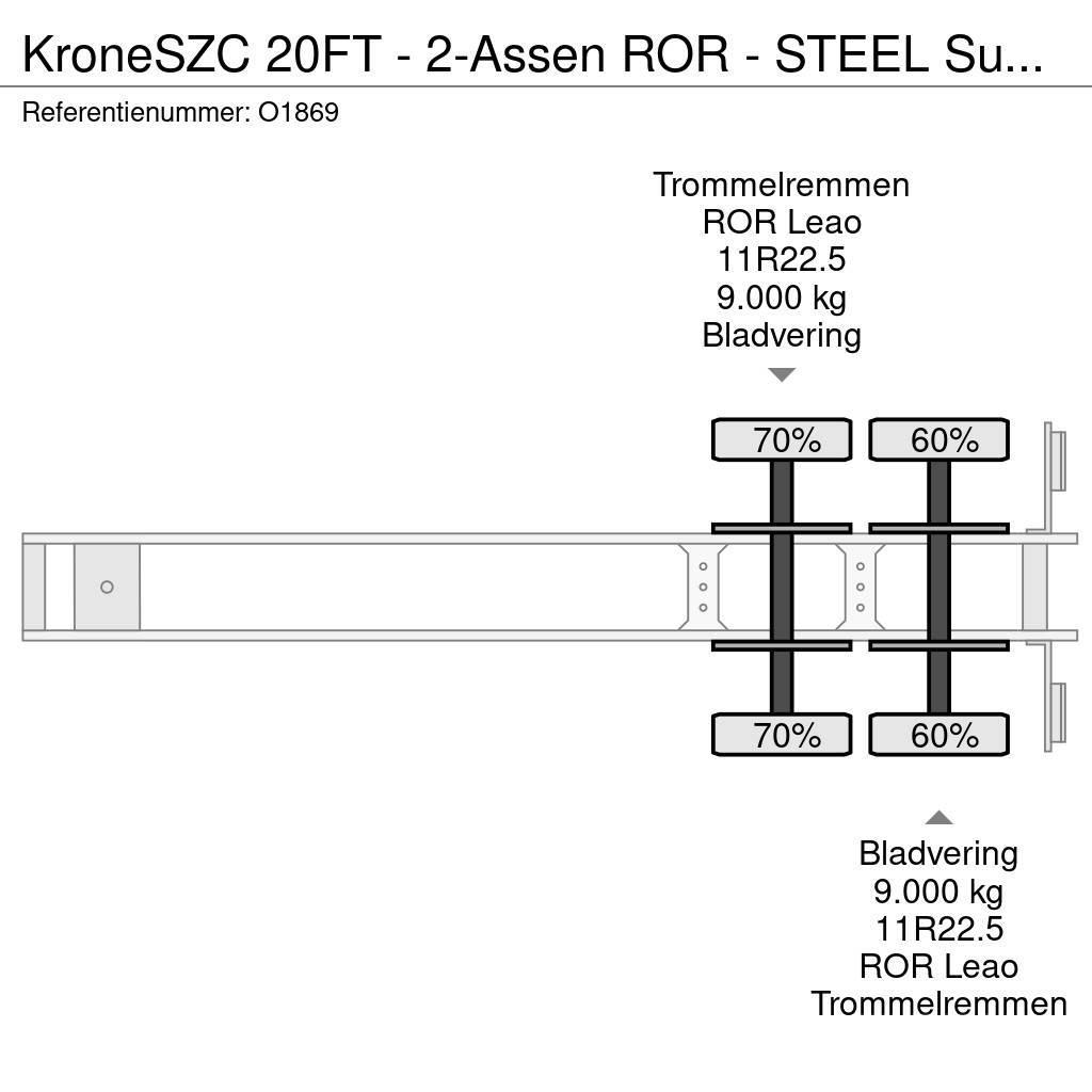 Krone SZC 20FT - 2-Assen ROR - STEEL Suspension - DOUBLE Konteyner yari çekiciler