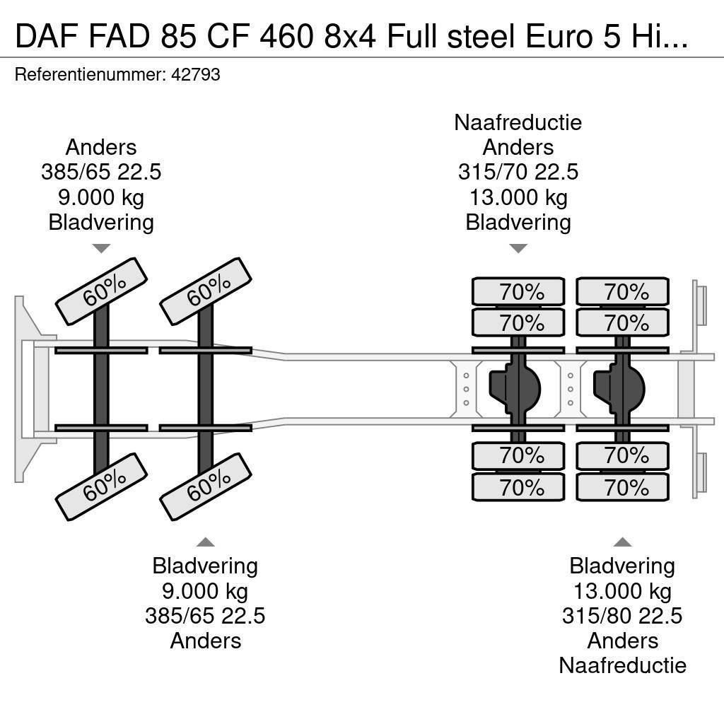 DAF FAD 85 CF 460 8x4 Full steel Euro 5 Hiab 20 Tonmet Vinçli kamyonlar