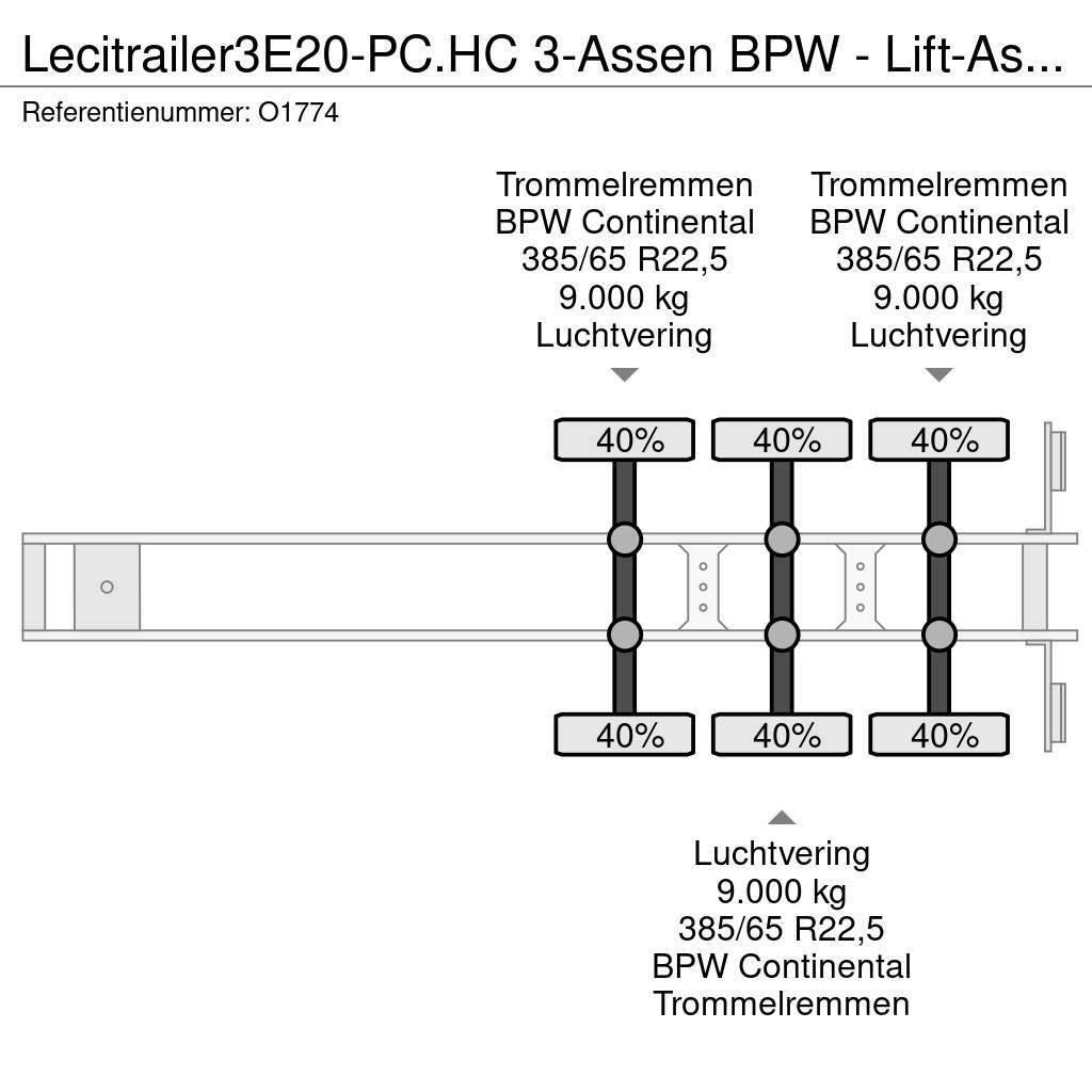 Lecitrailer 3E20-PC.HC 3-Assen BPW - Lift-As - 4800kg - 1x 20F Konteyner yari çekiciler