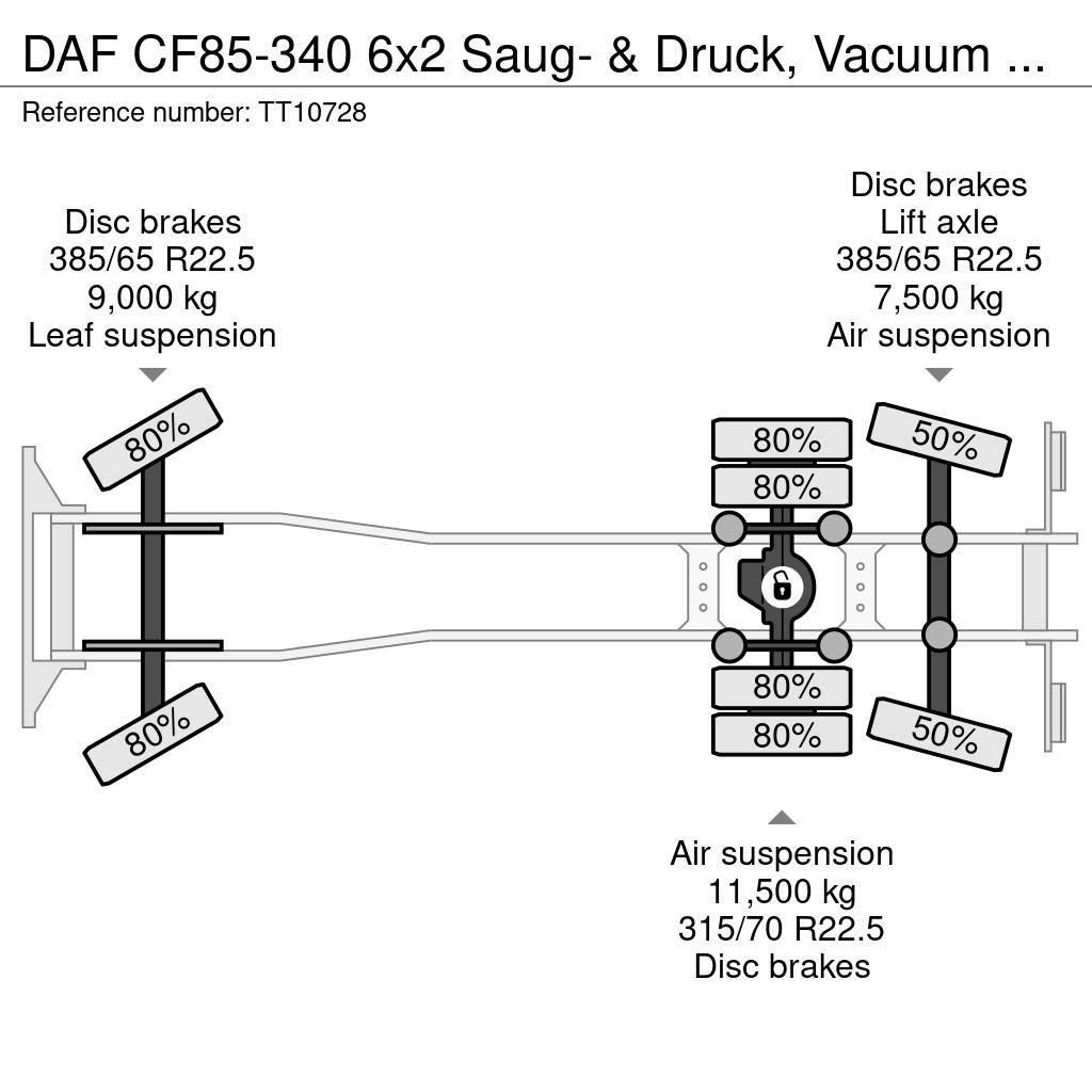 DAF CF85-340 6x2 Saug- & Druck, Vacuum 15.5 M3 NO Pump Tankerli kamyonlar