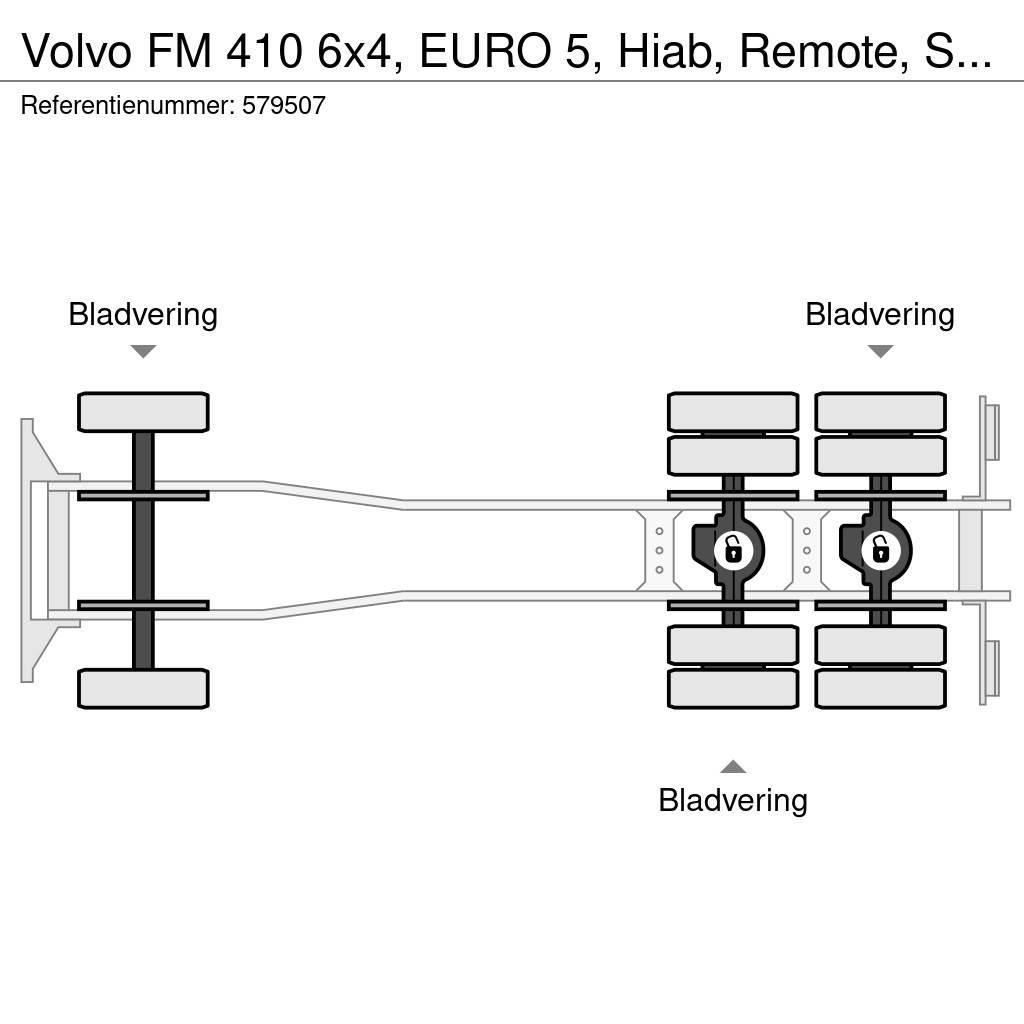 Volvo FM 410 6x4, EURO 5, Hiab, Remote, Steel suspension Flatbed kamyonlar