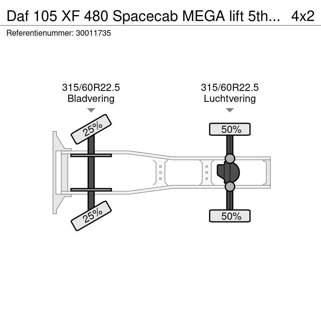 DAF 105 XF 480 Spacecab MEGA lift 5th wheel Çekiciler